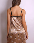 Rosalia Floral Satin Slip Dress - Champagne