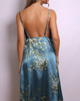 Seraphina Floral Satin Slip Dress - Teal