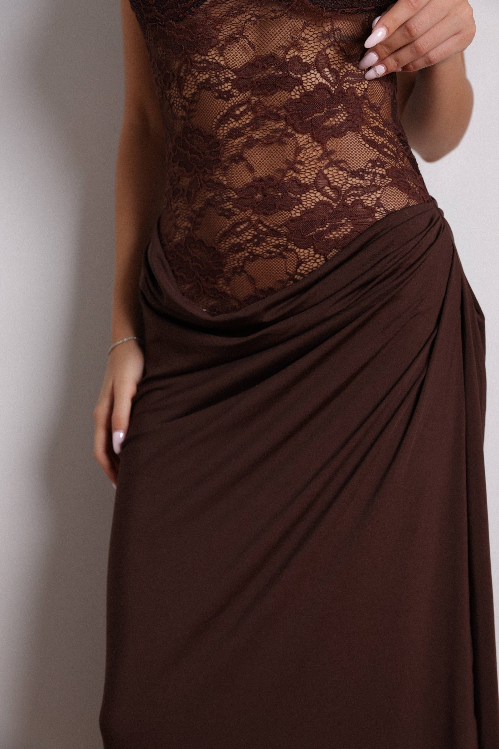 Sylvie Lace Maxi Dress - Brown
