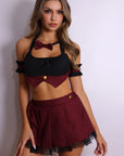 Tuxedo Vest Costume Set – Burgundy