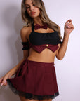Tuxedo Vest Costume Set – Burgundy
