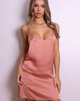Victoria Backless Satin Slip Dress - Rose