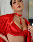 Sabrina Satin Robe Set - Red-Fascinating_Nights