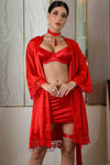 Sabrina Satin Robe Set - Red