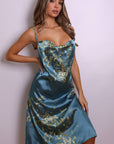 Seraphina Floral Satin Slip Dress - Teal-Fascinating_Nights