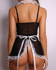 Shama French Maid Lace-Trimmed Lingerie Set – Black and White-Fascinating_Nights