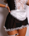 Shama French Maid Lace-Trimmed Lingerie Set – Black and White-Fascinating_Nights