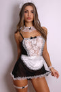 Shama French Maid Lace-Trimmed Lingerie Set – Black and White-Fascinating_Nights