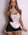 Shama French Maid Lace-Trimmed Lingerie Set – Black and White-Fascinating_Nights