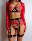 Sidonie Black & Red Signature Lace Robe Set - Red-Fascinating_Nights