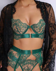 Sidonie Jade Signature Lace Robe Set - Black-Fascinating_Nights
