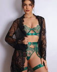 Sidonie Jade Signature Lace Robe Set - Black-Fascinating_Nights