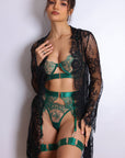 Sidonie Jade Signature Lace Robe Set - Black-Fascinating_Nights
