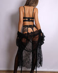 Sidonie Lingerie Robe & Stocking Set - Black-Fascinating_Nights