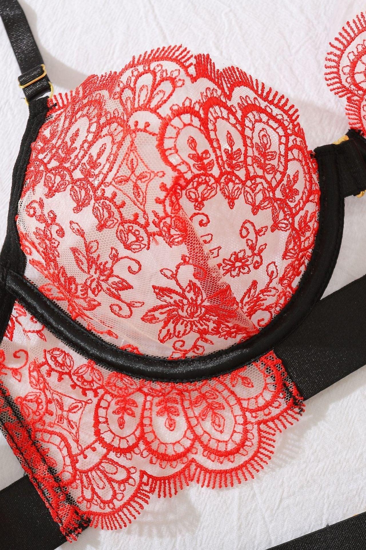 Sidonie Lingerie Set - Black and Red-Fascinating_Nights