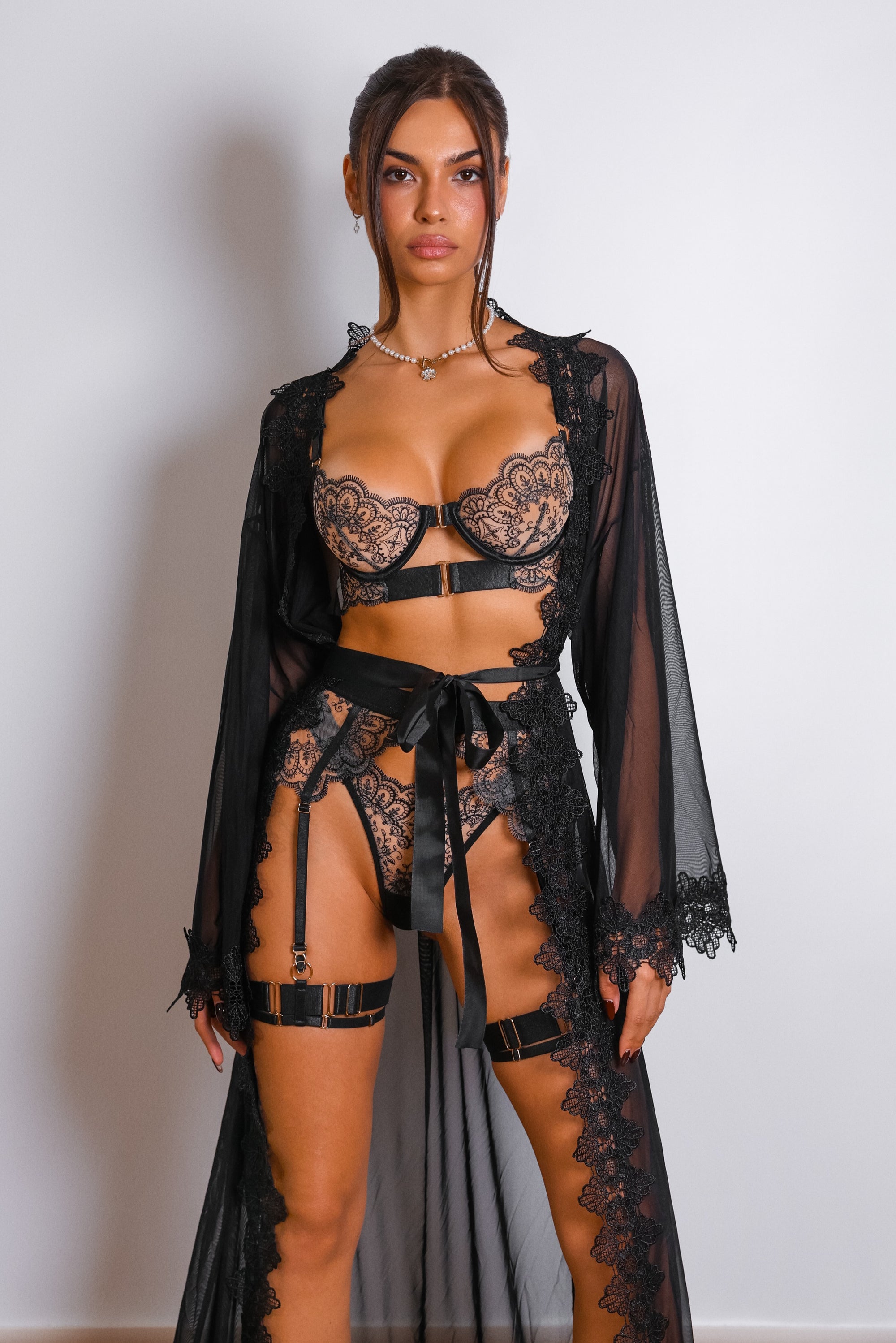 Sidonie Noir Muse Robe Set - Black-Fascinating_Nights