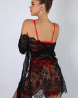 Sidonie Red Signature Lace Robe Set - Black-Fascinating_Nights