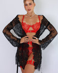 Sidonie Red Signature Lace Robe Set - Black-Fascinating_Nights