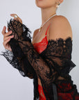 Sidonie Red Signature Lace Robe Set - Black-Fascinating_Nights