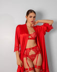 Sidonie Red Signature Silky Robe Set - Red-Fascinating_Nights