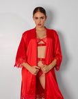 Sidonie Red Signature Silky Robe Set - Red-Fascinating_Nights