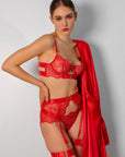 Sidonie Red Signature Silky Robe Set - Red-Fascinating_Nights