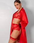 Sidonie Red Signature Silky Robe Set - Red-Fascinating_Nights