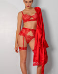 Sidonie Red Signature Silky Robe Set - Red-Fascinating_Nights