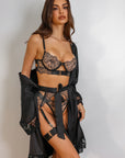 Sidonie Signature Satin Robe Set - Black-Fascinating_Nights