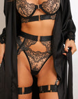 Sidonie Signature Silky Robe Set - Black-Fascinating_Nights
