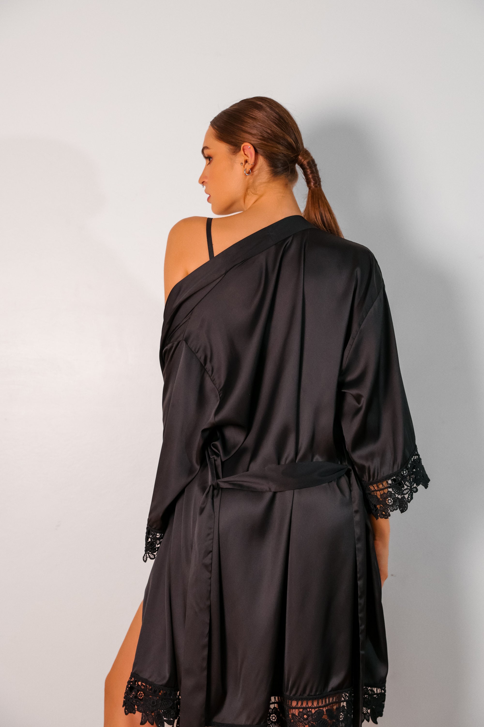 Sidonie Signature Silky Robe Set - Black-Fascinating_Nights