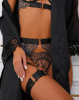 Sidonie Signature Silky Robe Set - Black-Fascinating_Nights