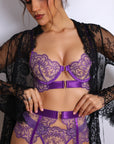 Sidonie Violet Signature Lace Robe Set - Black-Fascinating_Nights