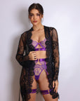 Sidonie Violet Signature Lace Robe Set - Black-Fascinating_Nights