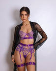 Sidonie Violet Signature Lace Robe Set - Black-Fascinating_Nights
