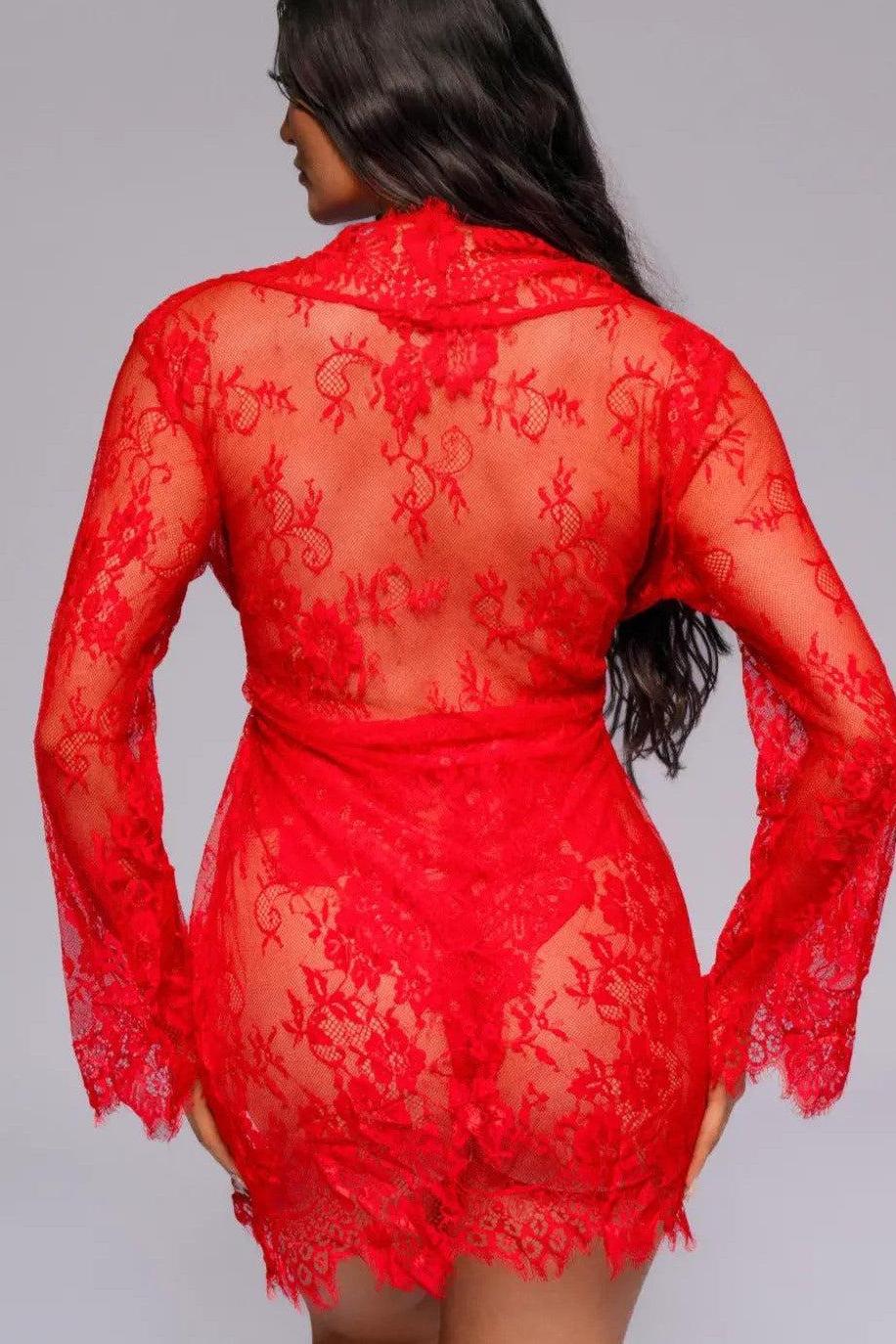 Signature Lace Robe - Red-Fascinating_Nights