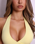 Sol Twist Front Halter Sports Bra – Pastel Yellow-Fascinating_Nights
