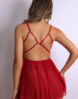 Sora Satin Bow Babydoll Set – Red-Fascinating_Nights