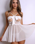 Sora Satin Bow Babydoll Set – White-Fascinating_Nights