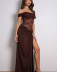 Sylvie Lace Maxi Dress - Brown-Fascinating_Nights