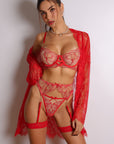 Valentina Signature Lace Robe Set - Red-Fascinating_Nights