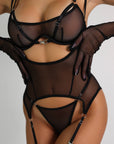 Valo Strappy Sheer Mesh Garter Bodysuit Set – Black-Fascinating_Nights