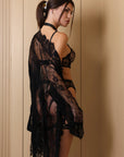 Valora Lace Robe Black Set - Black-Fascinating_Nights