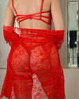 Valora Lace Robe Red Set - Red-Fascinating_Nights