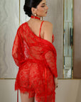 Valora Lace Robe Red Set - Red-Fascinating_Nights