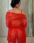 Valora Lace Robe Red Set - Red-Fascinating_Nights