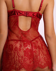 Vamp Floral Sheer Lace Chemise – Burgundy-Fascinating_Nights