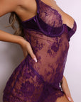Vamp Floral Sheer Lace Slip – Purple-Fascinating_Nights
