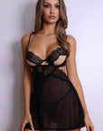 Veda Open-Bust Babydoll Set – Black-Fascinating_Nights