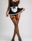 Velour French Maid Mesh Costume Set – Black-Fascinating_Nights